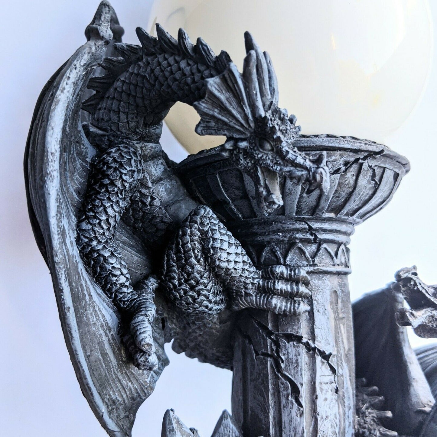 Gothic mystical Dragon light lamp with sphere ball shade UK plug