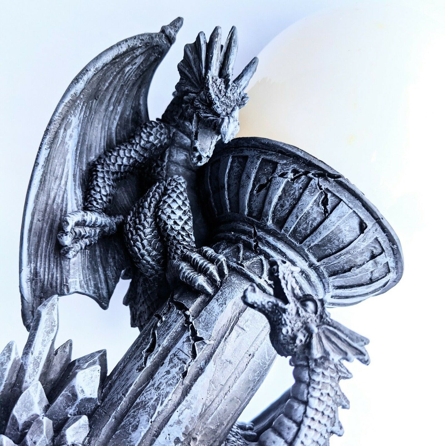 Gothic mystical Dragon light lamp with sphere ball shade UK plug