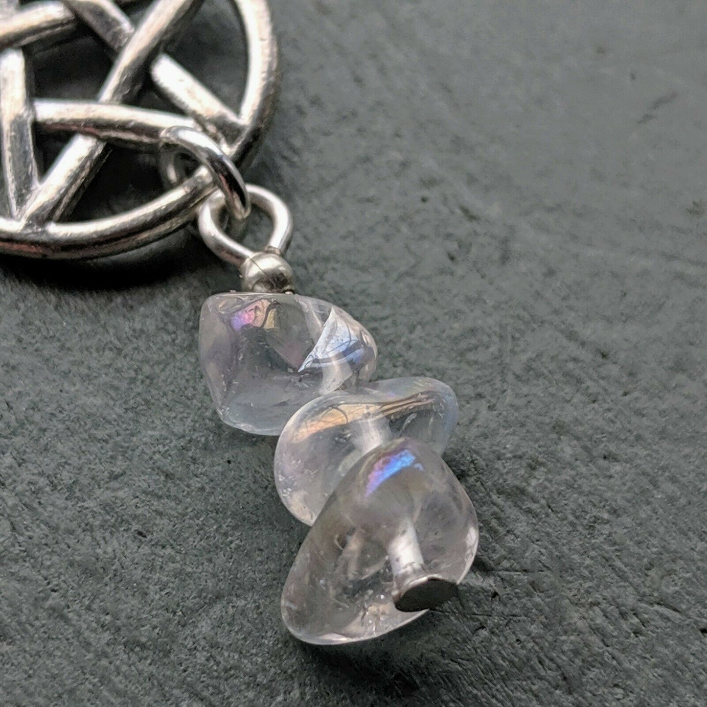 Opal Aura Quartz Pentagram Costume Earrings with 925 Sterling Silver Hooks