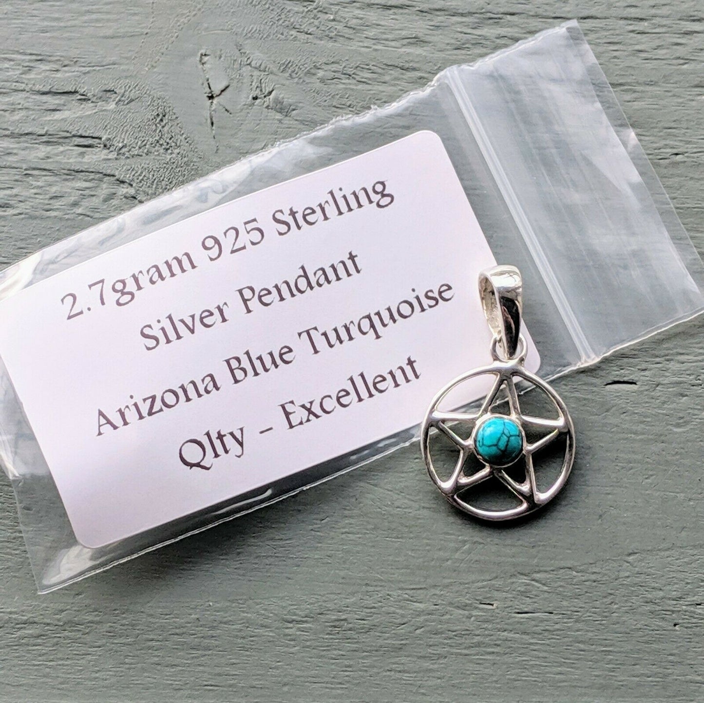 925 Sterling Silver Turquoise Pentagram Pendant, Chain & Gift Box Wicca Pagan