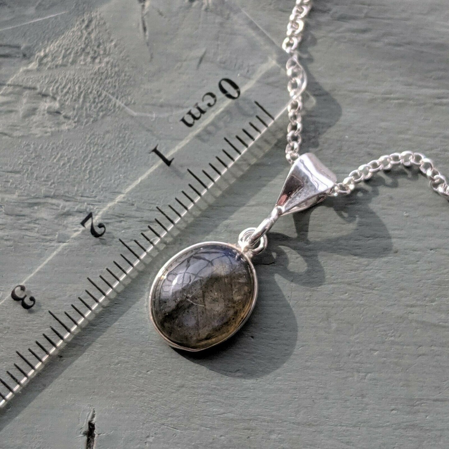 Dainty 925 Sterling Silver Labradorite cabochon Pendant stunning quality cabochons