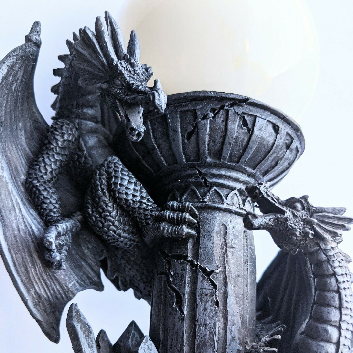 Gothic mystical Dragon light lamp with sphere ball shade UK plug