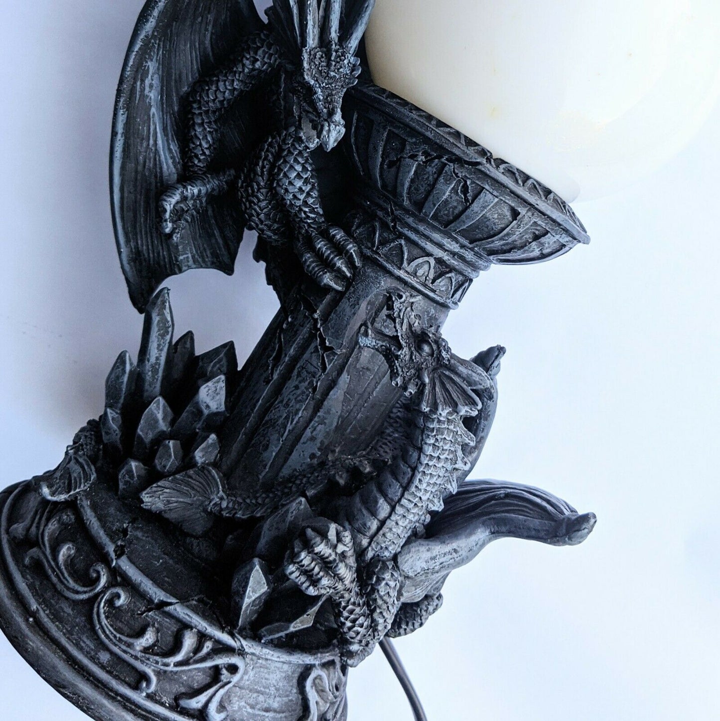 Gothic mystical Dragon light lamp with sphere ball shade UK plug
