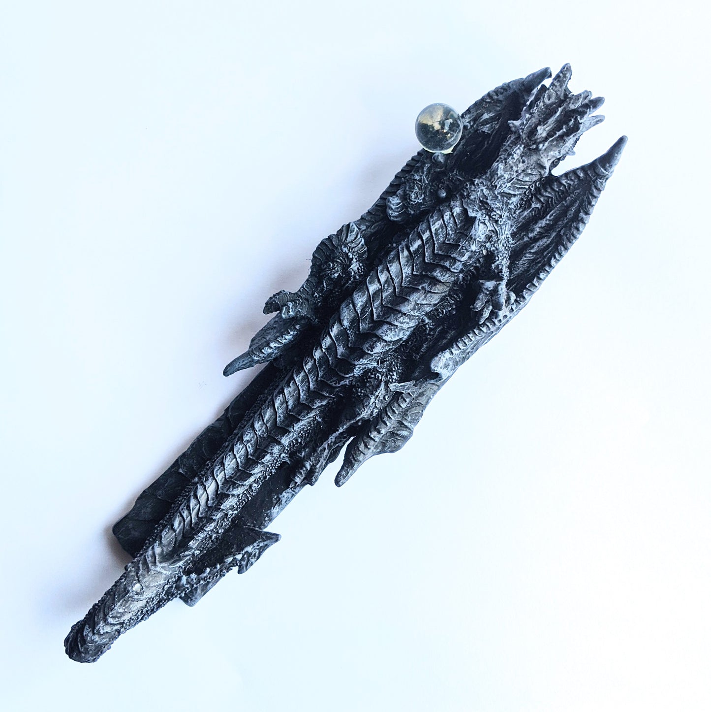 Dragon and crystal ball incense stick holder & ash catcher