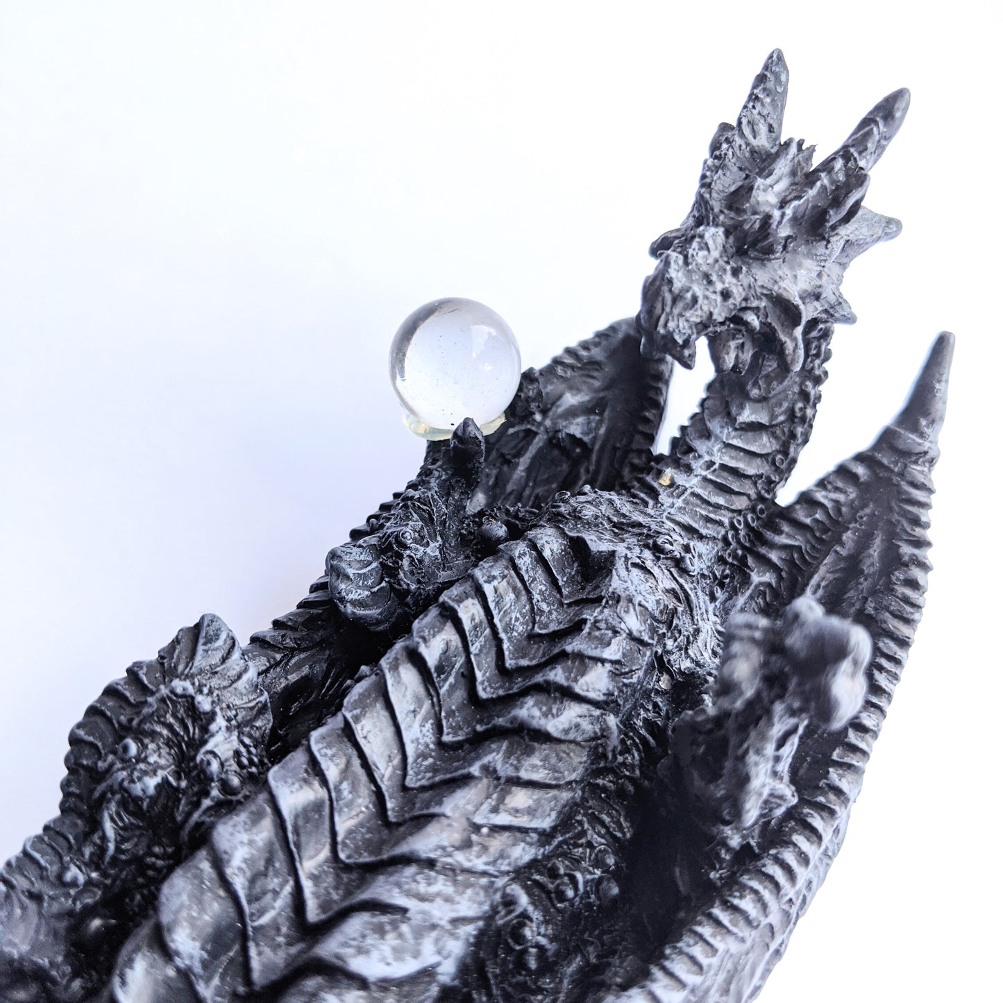 Dragon and crystal ball incense stick holder & ash catcher