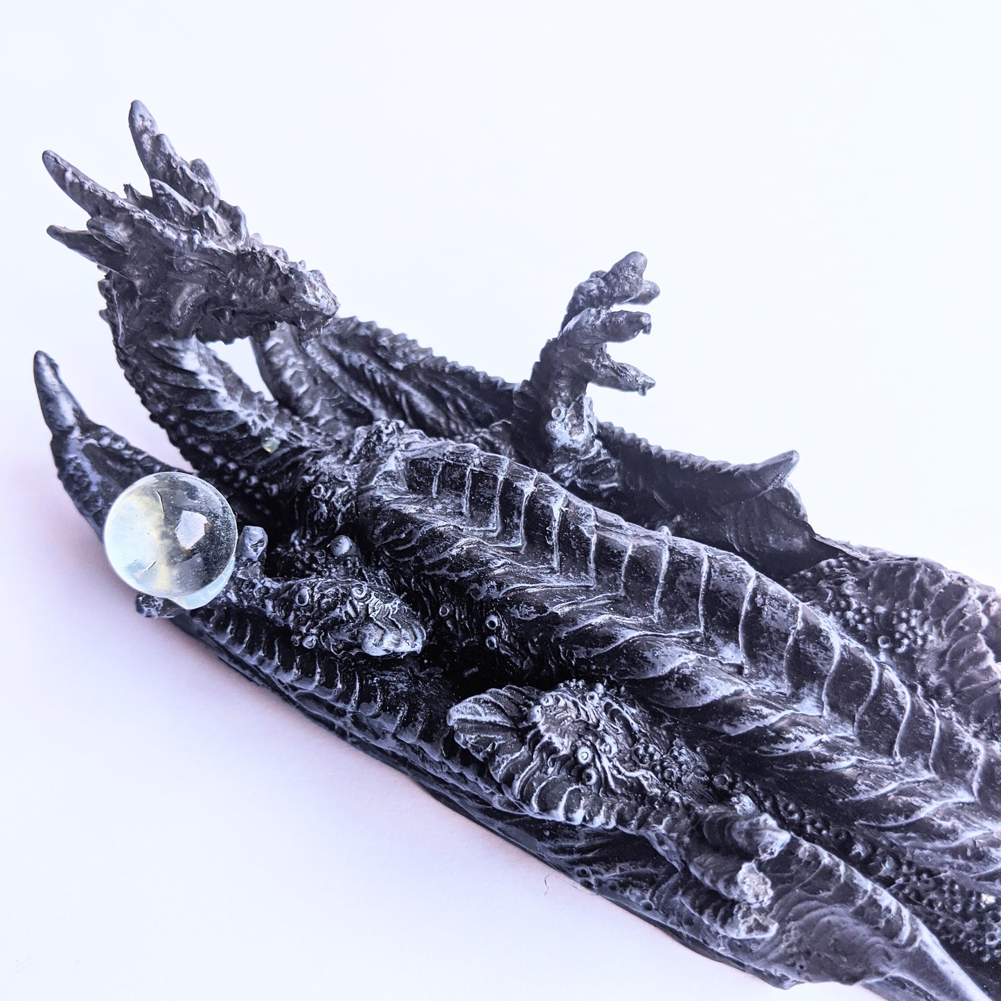 Dragon and crystal ball incense stick holder & ash catcher