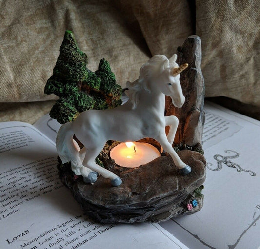 Magical Unicorn Glass Oil Burner 11cm High Tea Light Holder Fantasy Mythical