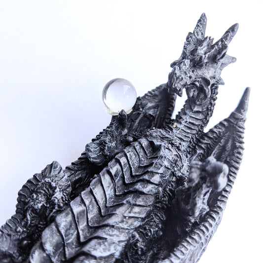 Dragon and crystal ball incense stick holder & ash catcher